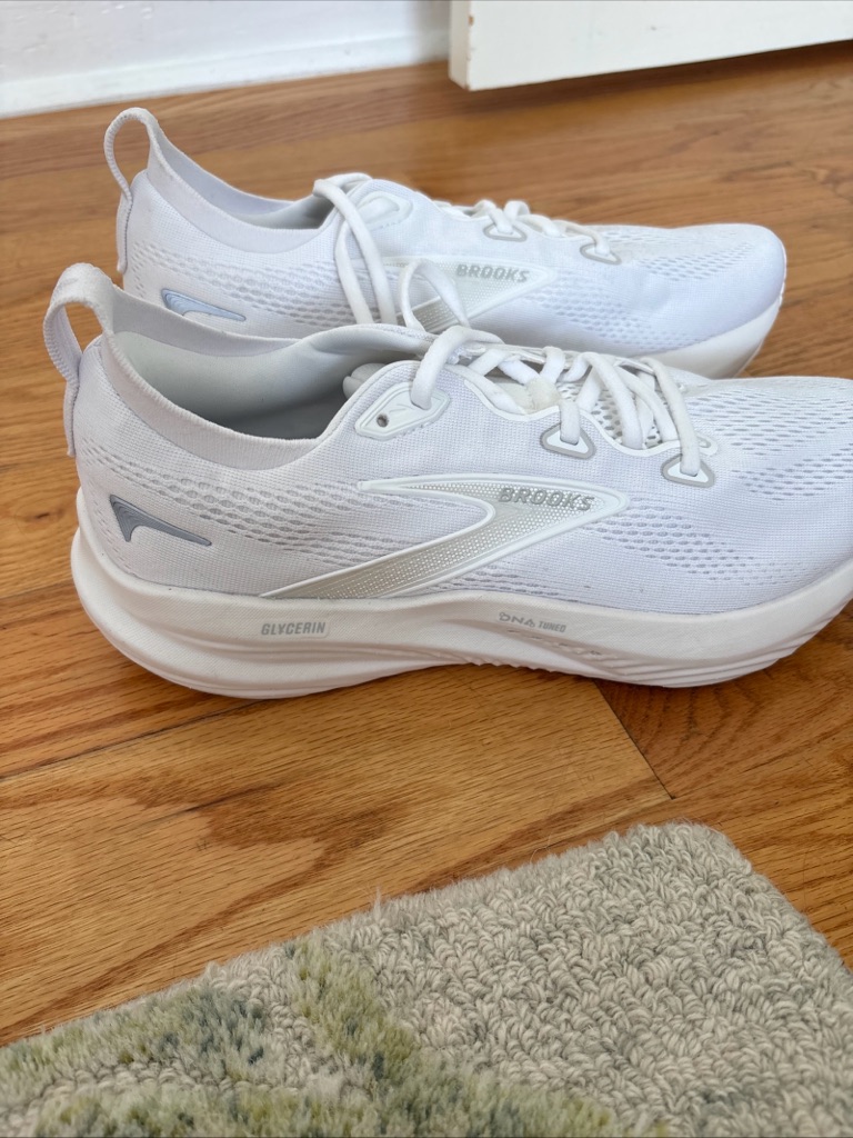 Brooks Women's Running Shoes In White With Subtle Silver Accents